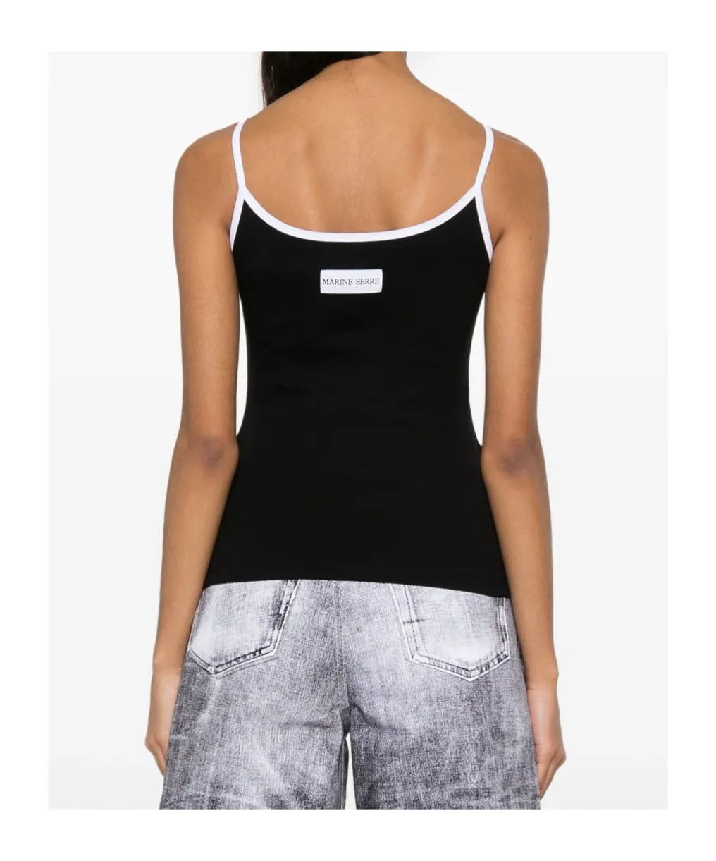 Contrast Trim Moon Logo Ribbed Tank Top