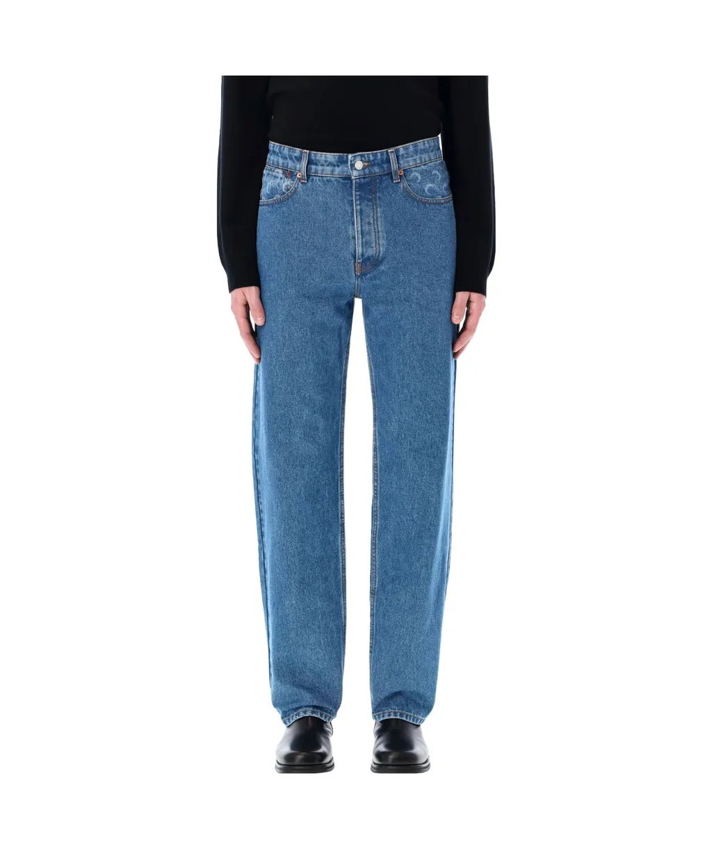 Crescent Moon Printed Loose Fit Jeans