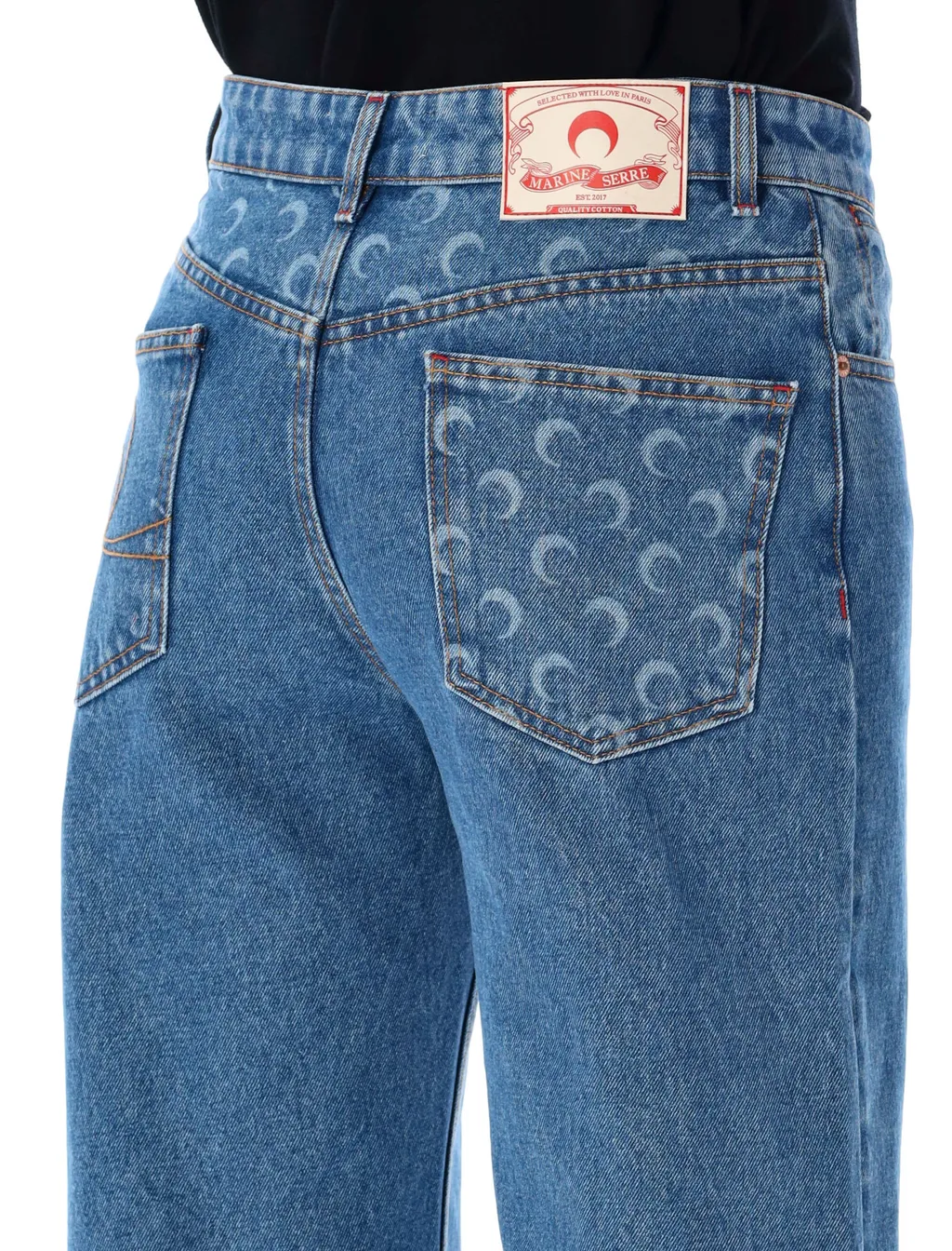 Crescent Moon Printed Loose Fit Jeans