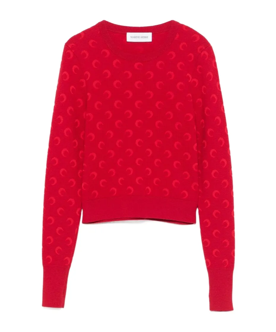 Moon Jacquard Knit Fitted Sweater