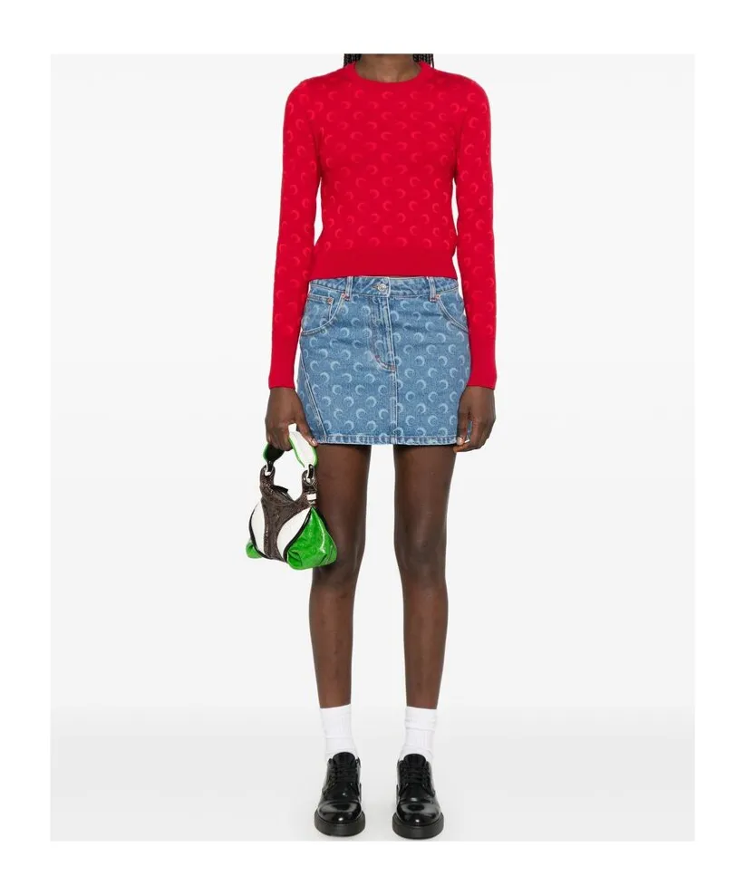 Moon Jacquard Knit Fitted Sweater