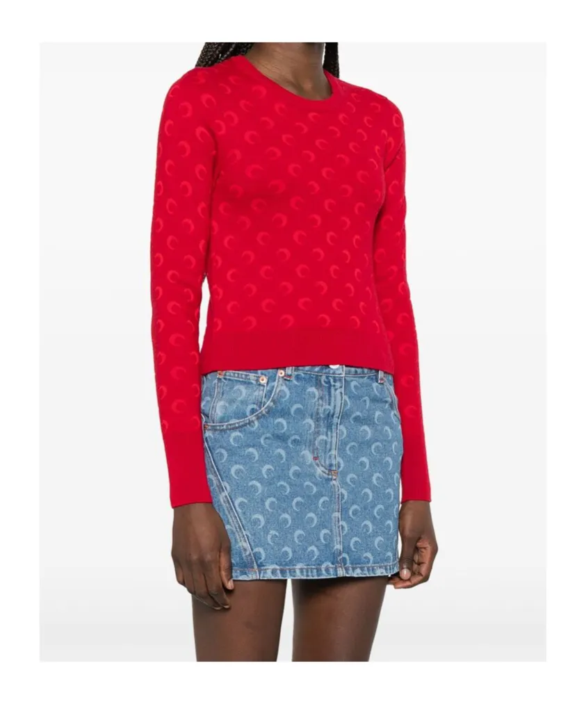 Moon Jacquard Knit Fitted Sweater