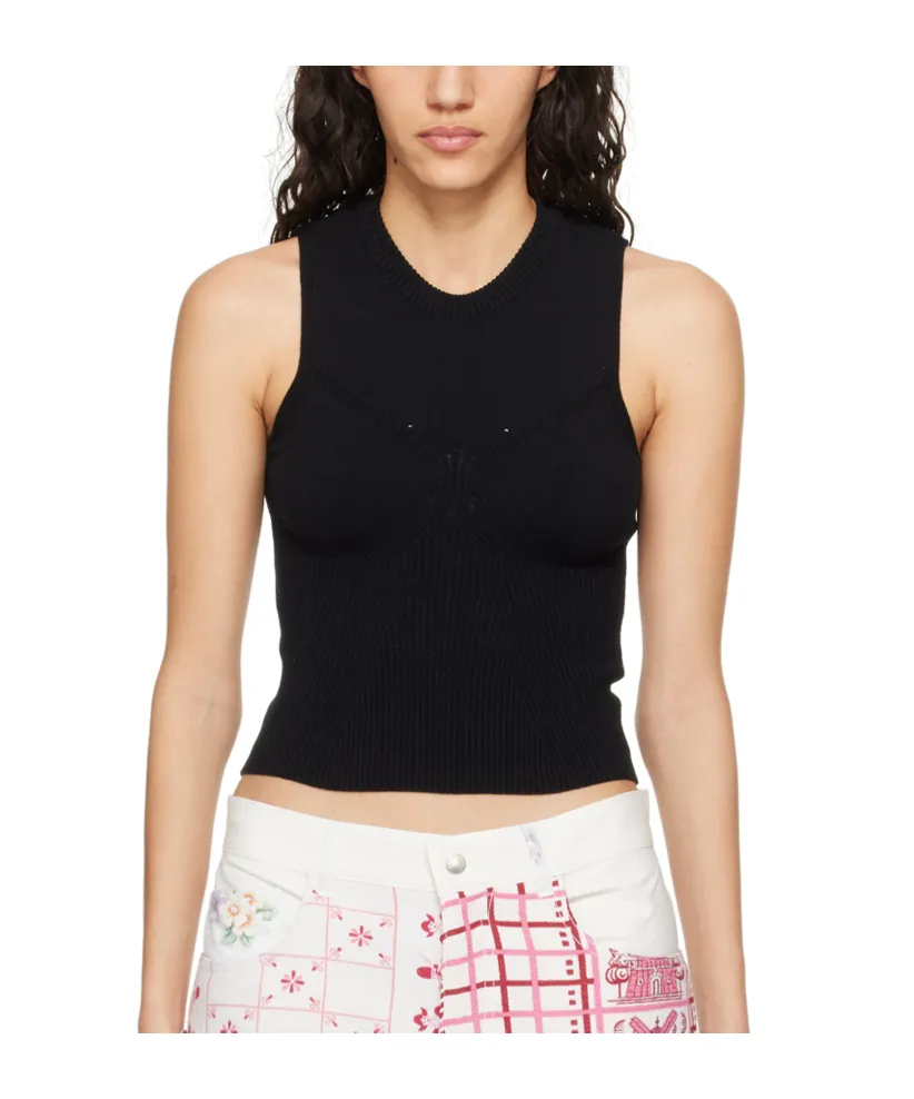 Round Collar Logo Knitted Vest