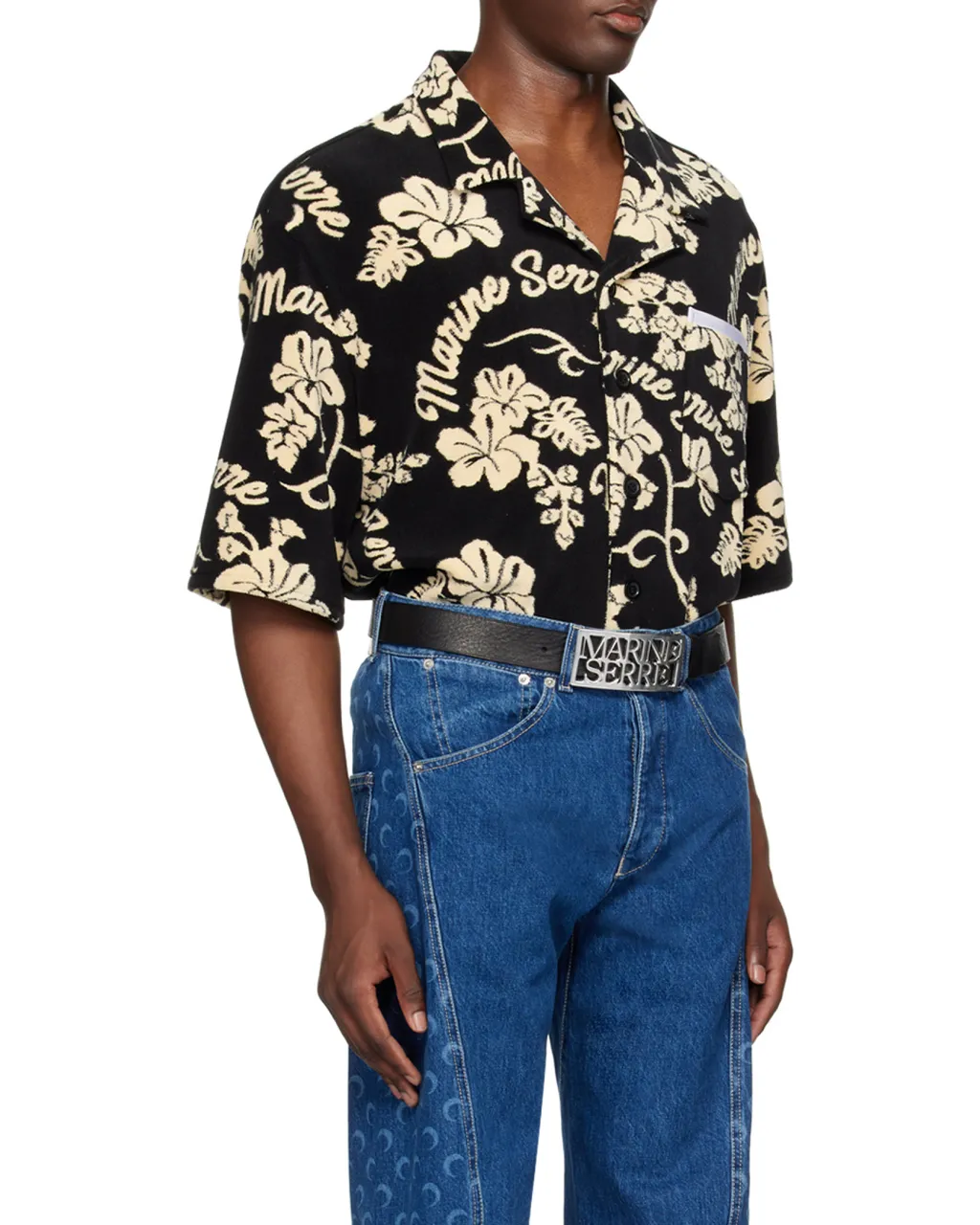 Patterned Jacquard Terry Cloth Shirt