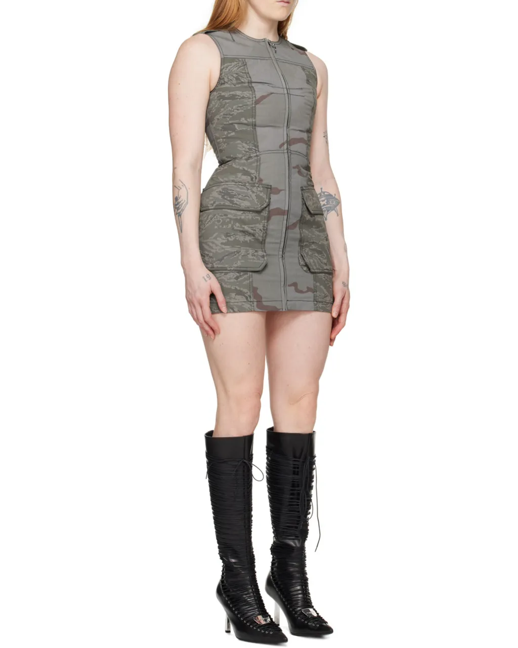 Round-Necked Zipper Dress