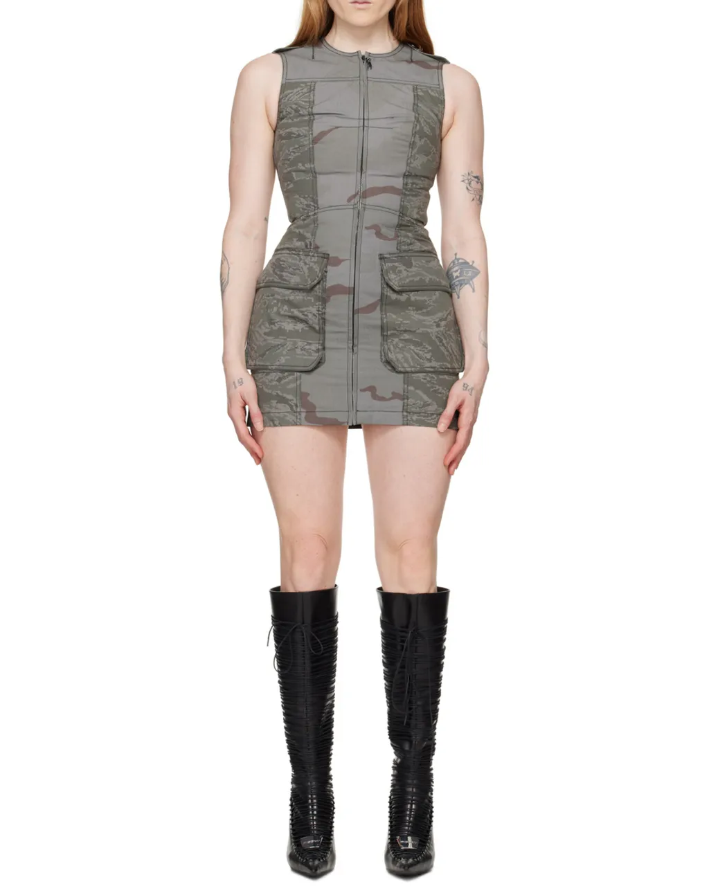 Round-Necked Zipper Dress