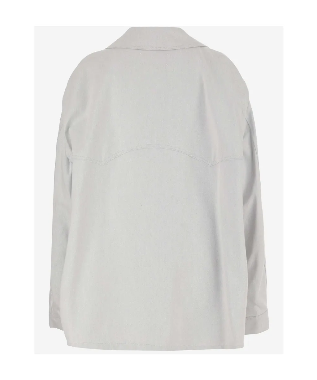 Oversize-Collar Straight Hem Denim Jacket