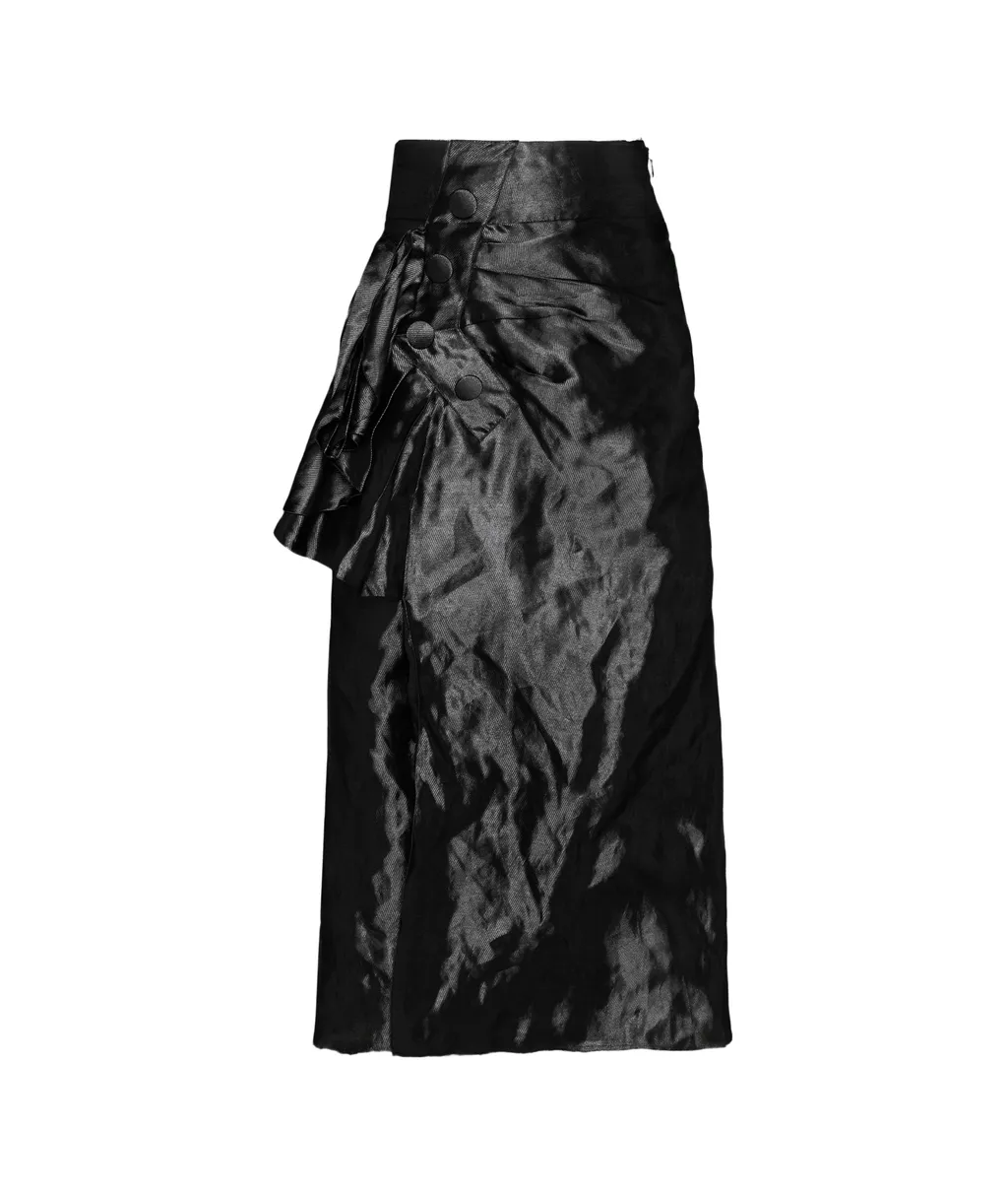 Draped Detailed Midi Skirt