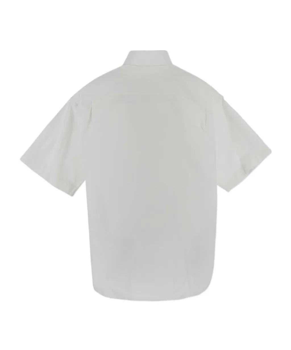 Ruched Collared Short-Sleeve Shirt