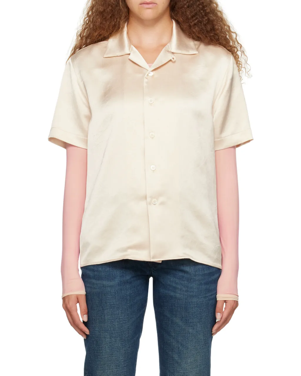 Short-Sleeved Satin Shirt