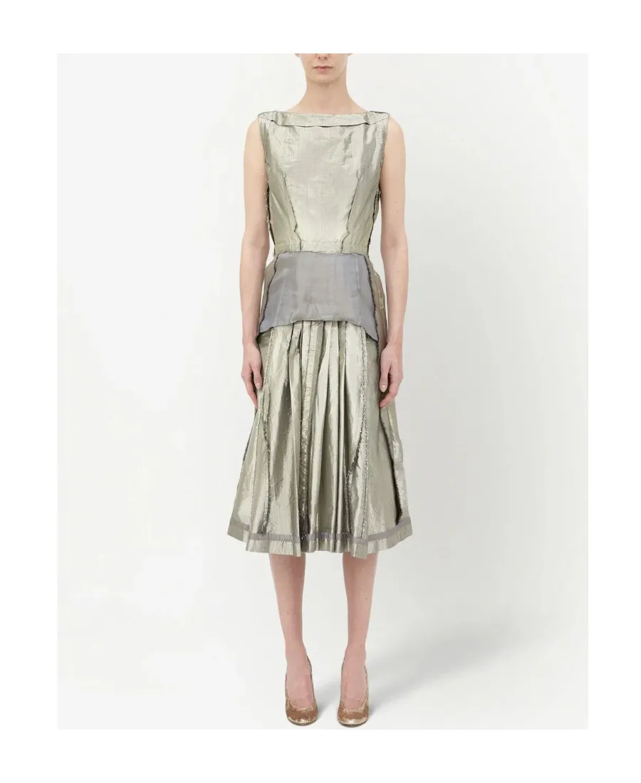Patchwork Sleeveless Midi Dress