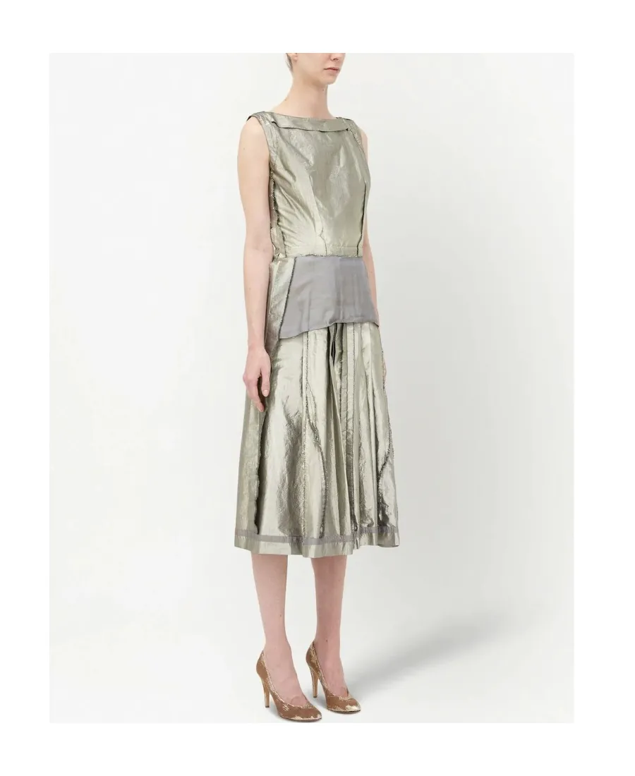 Patchwork Sleeveless Midi Dress
