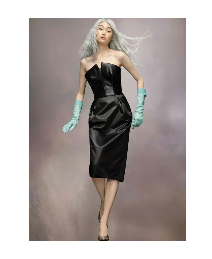 Strapless Pleat-Detailed Midi Dress