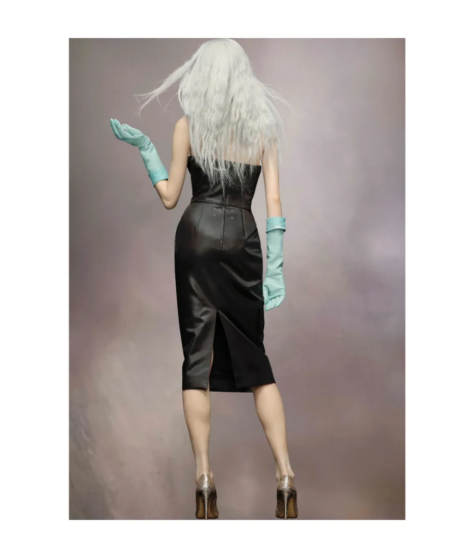 Strapless Pleat-Detailed Midi Dress