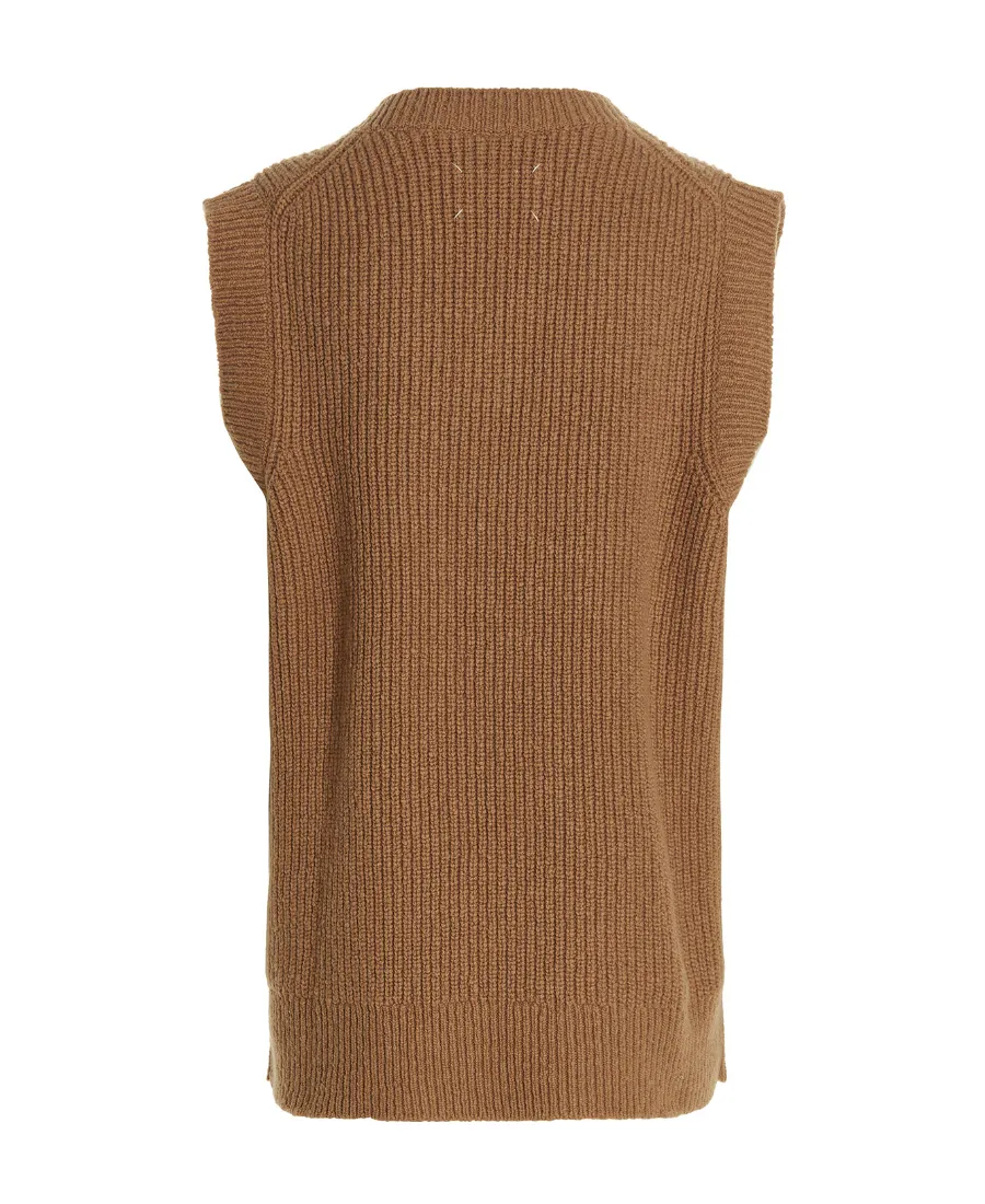 V-Neck Straight Hem Knitted Vest