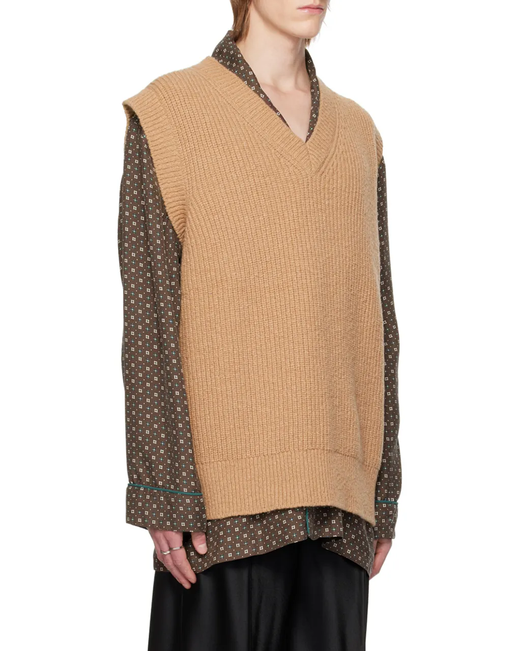 V-Neck Straight Hem Knitted Vest