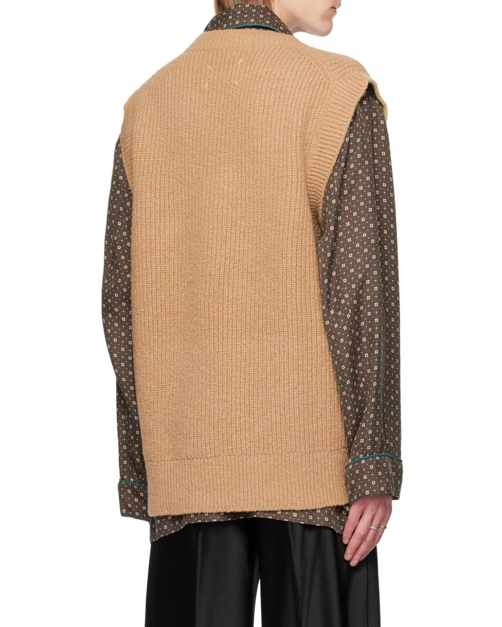 V-Neck Straight Hem Knitted Vest