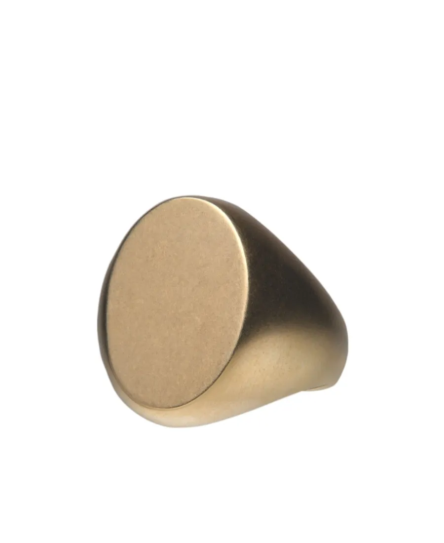 Logo-Engraved Brushed Finish Signet Ring