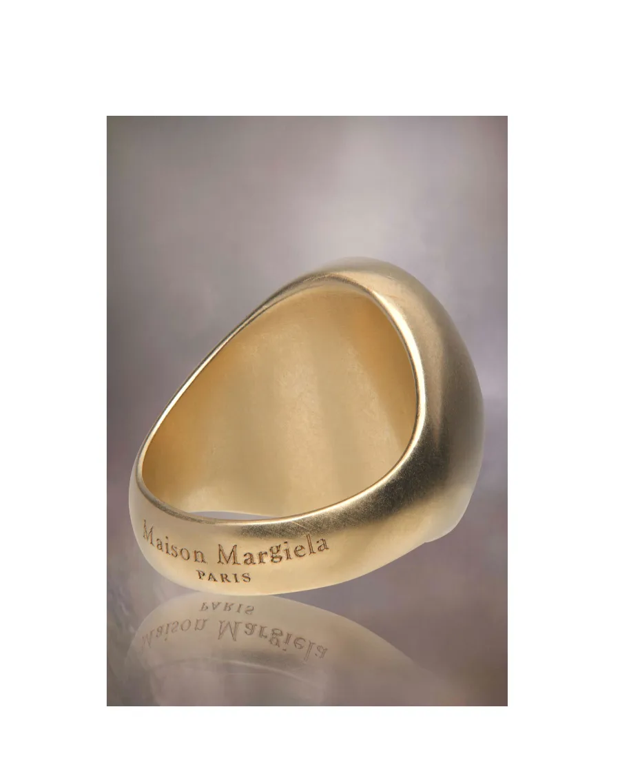 Logo-Engraved Brushed Finish Signet Ring