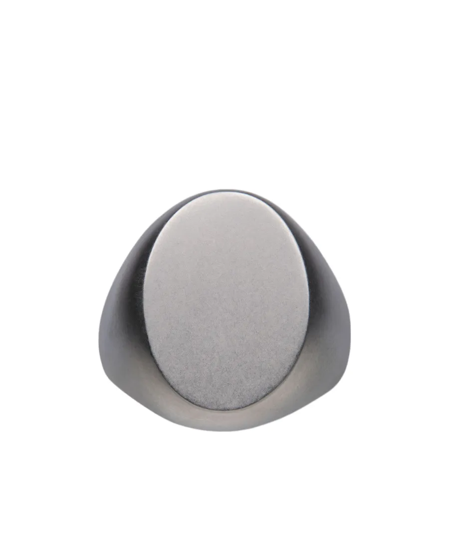 Logo-Engraved Brushed Finish Signet Ring