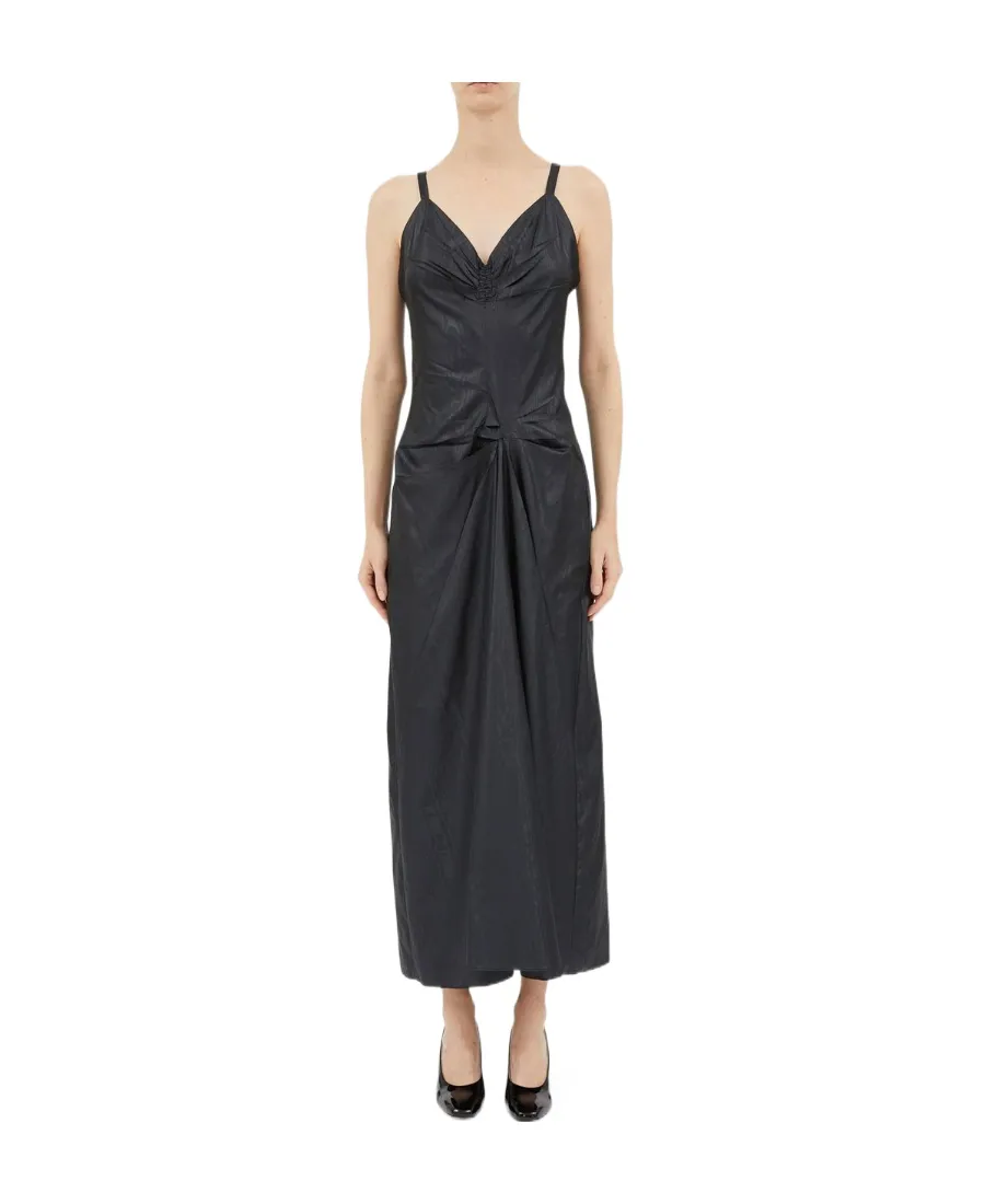 Ruched Sweetheart Neck Midi Dress