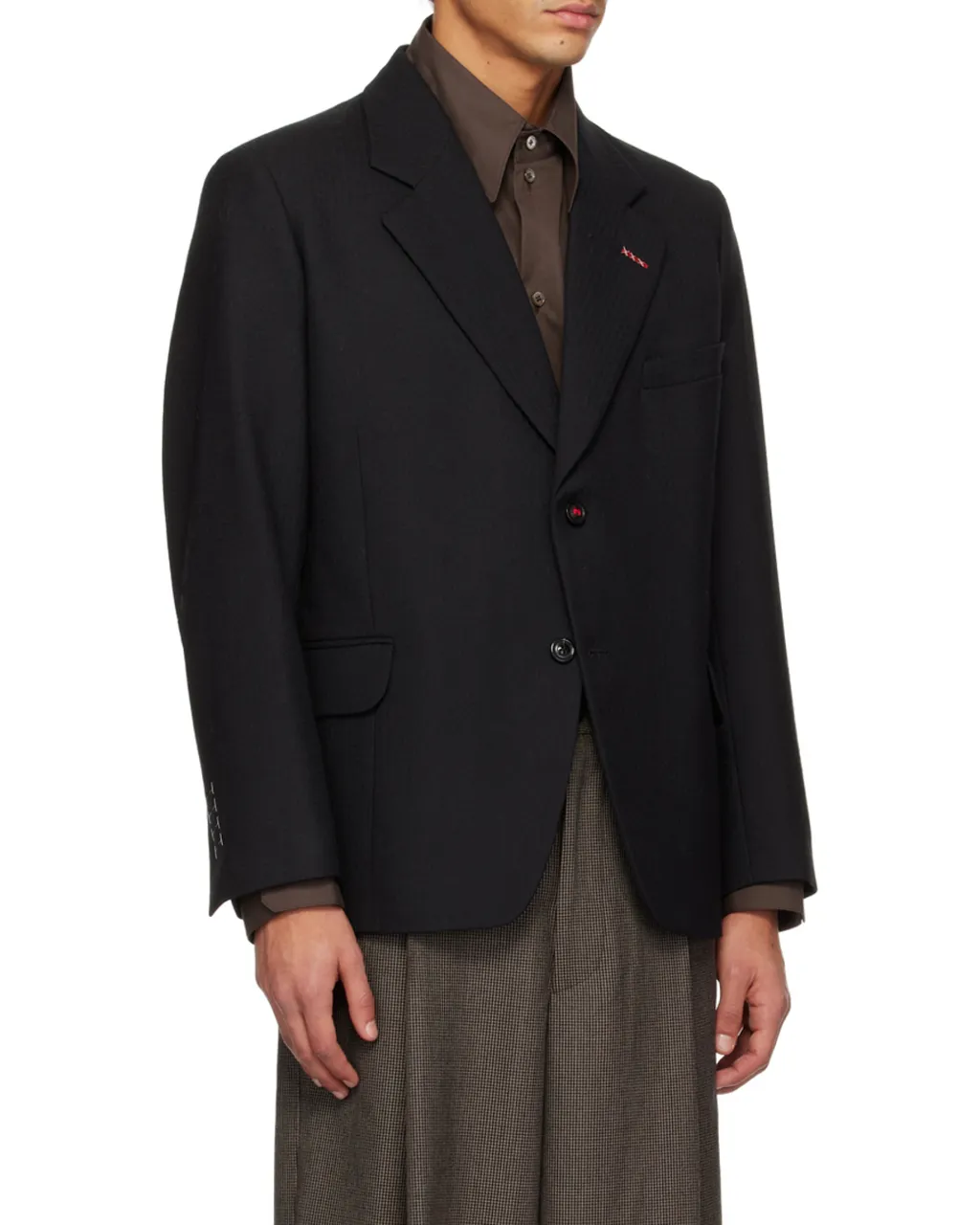 Herringbone Single-Breasted Blazer