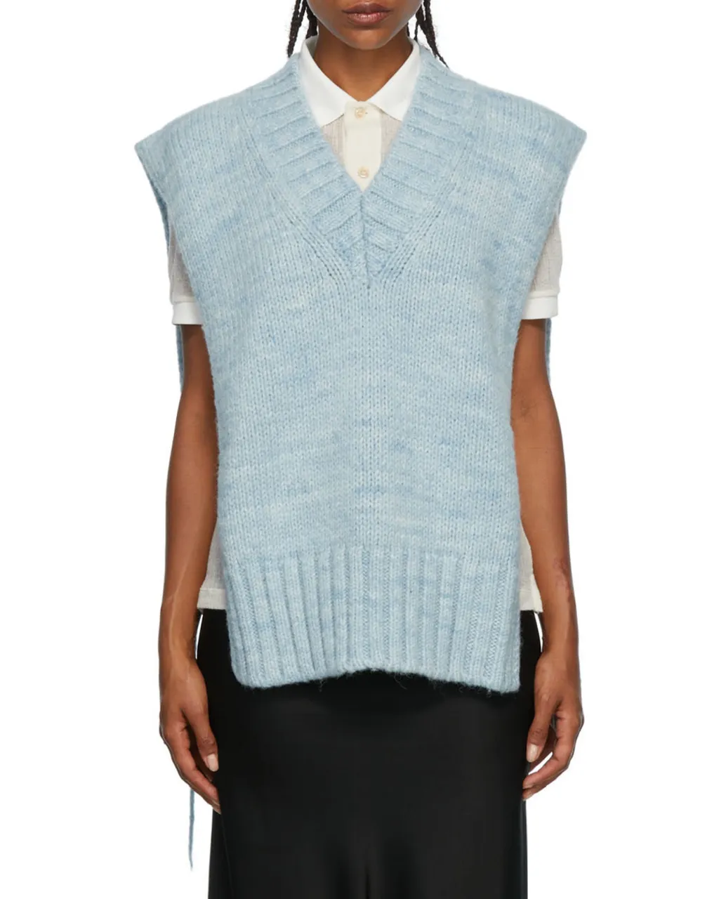 V-Neck Ribbed Knitted Vest