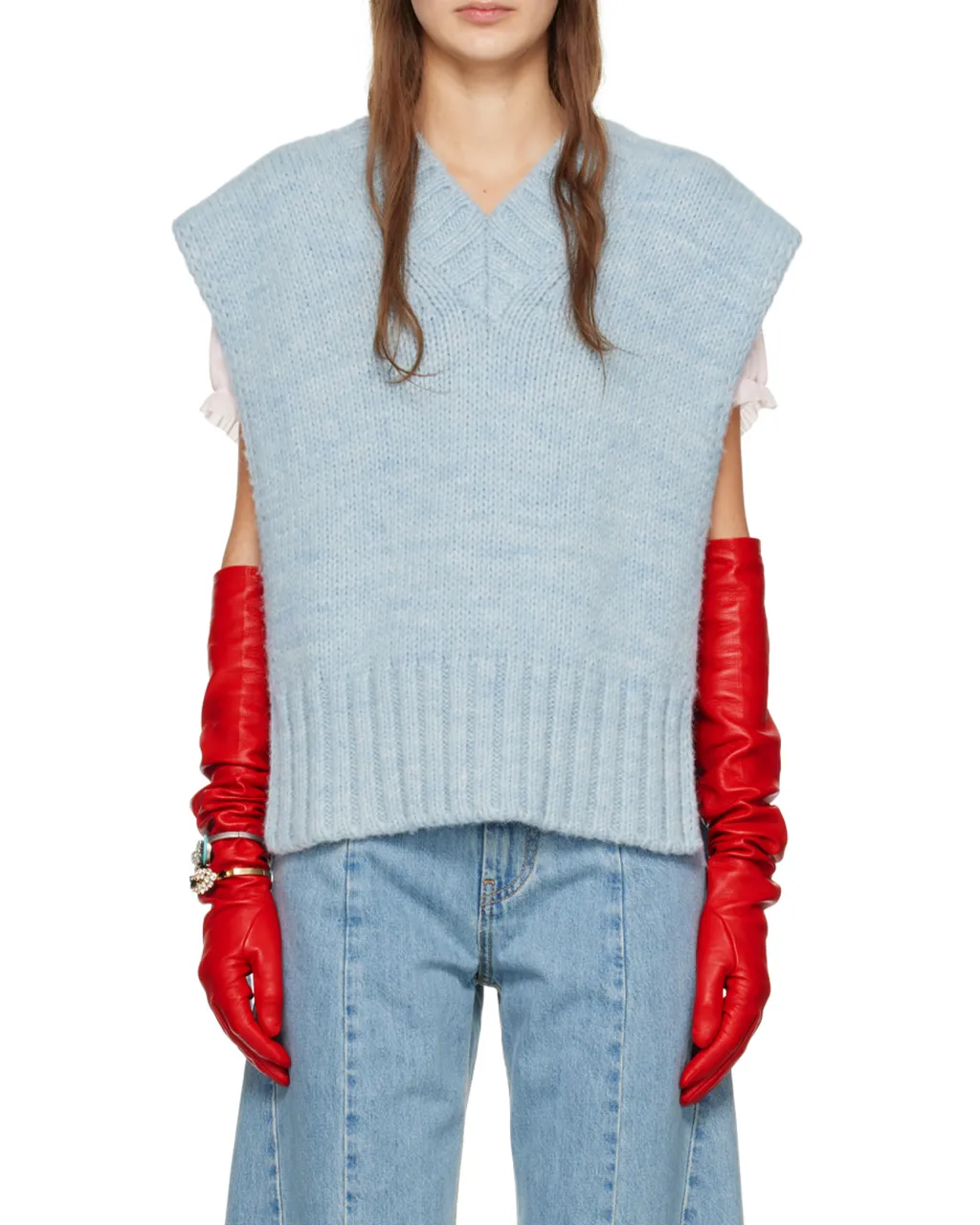 V-Neck Ribbed Knitted Vest