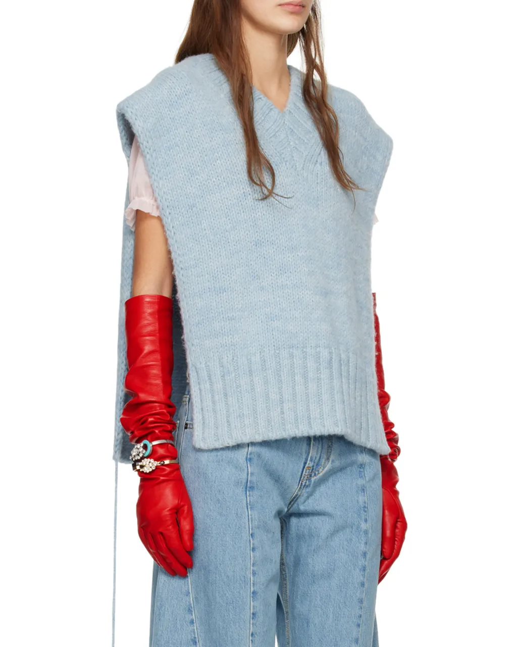 V-Neck Ribbed Knitted Vest