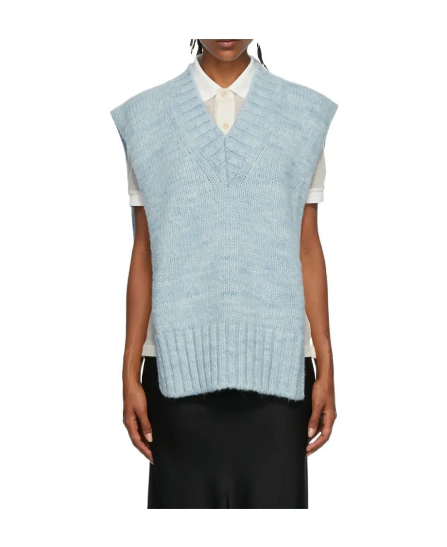 V-Neck Ribbed Knitted Vest