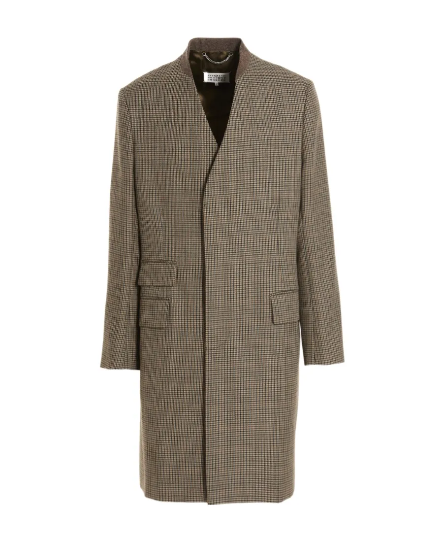 Checked Single-Breasted Coat