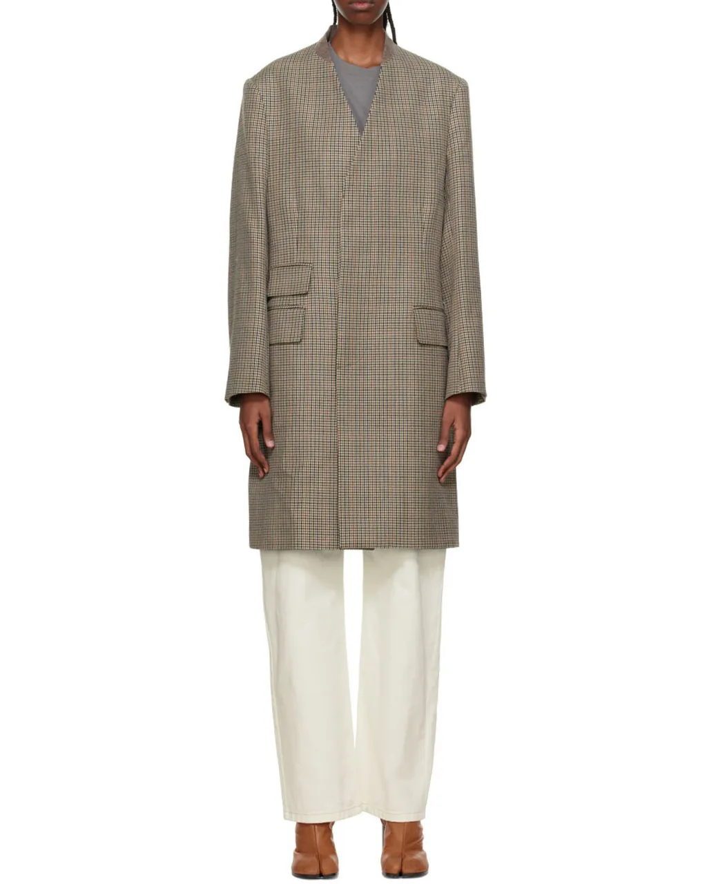 Checked Single-Breasted Coat