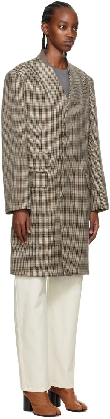 Checked Single-Breasted Coat