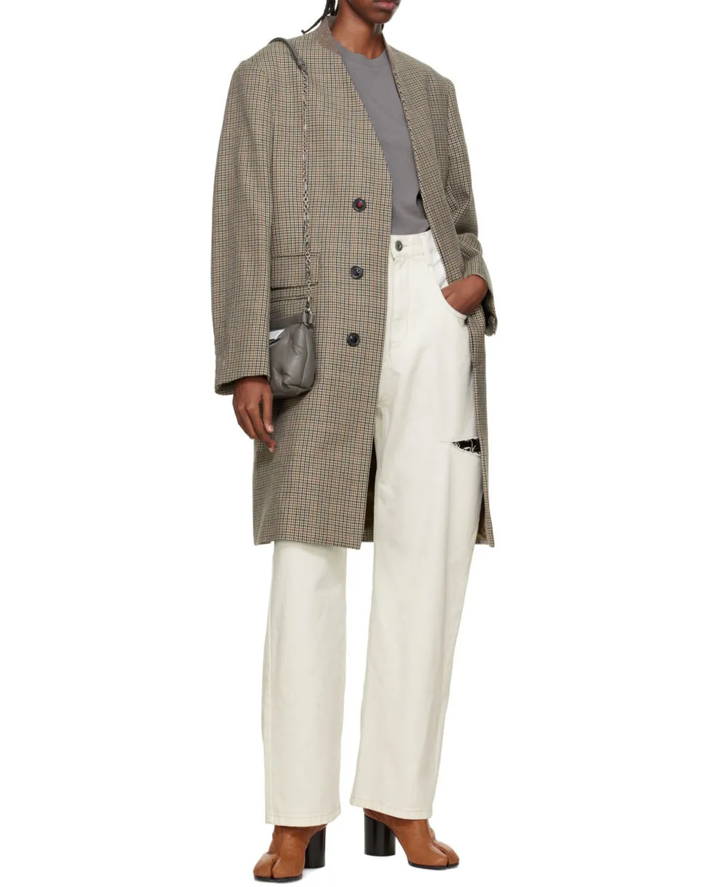 Checked Single-Breasted Coat