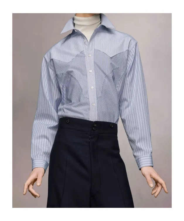 Panelled Striped Button-Up Shirt