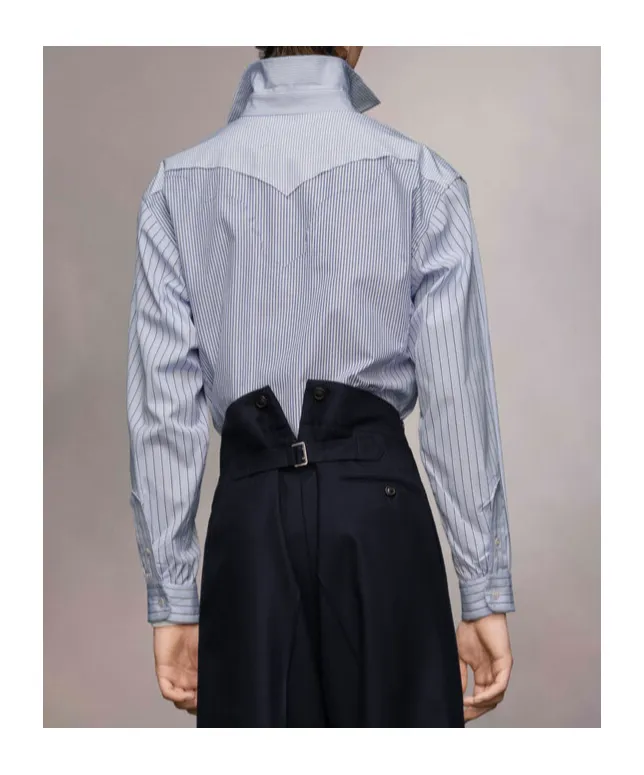 Panelled Striped Button-Up Shirt