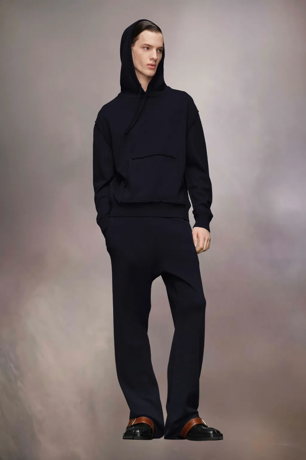 Knitted Drawstring Hoodie
