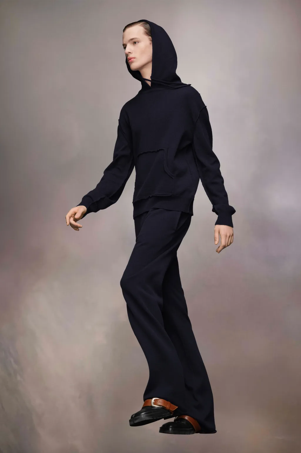 Knitted Drawstring Hoodie
