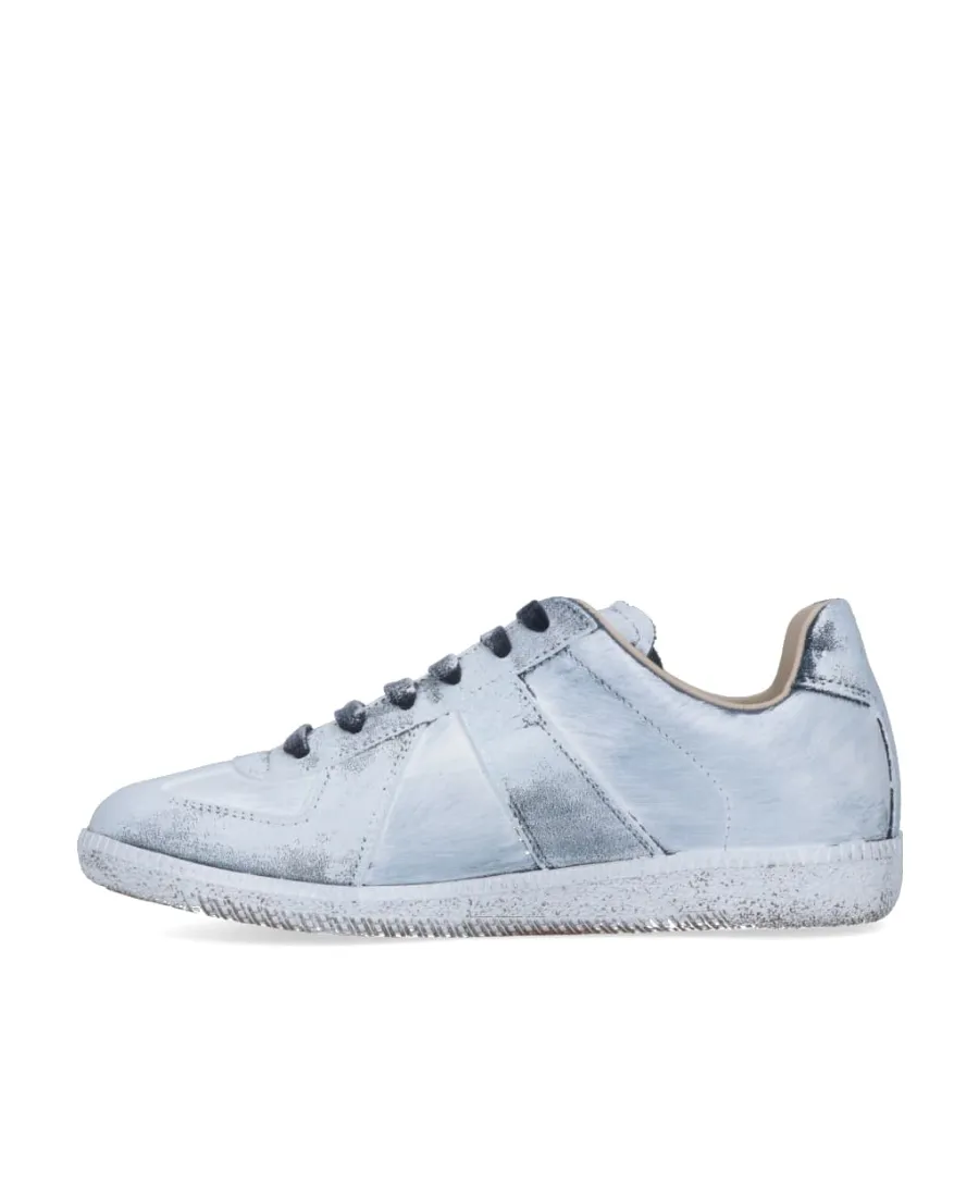 Paint Effect Lace-Up Sneakers