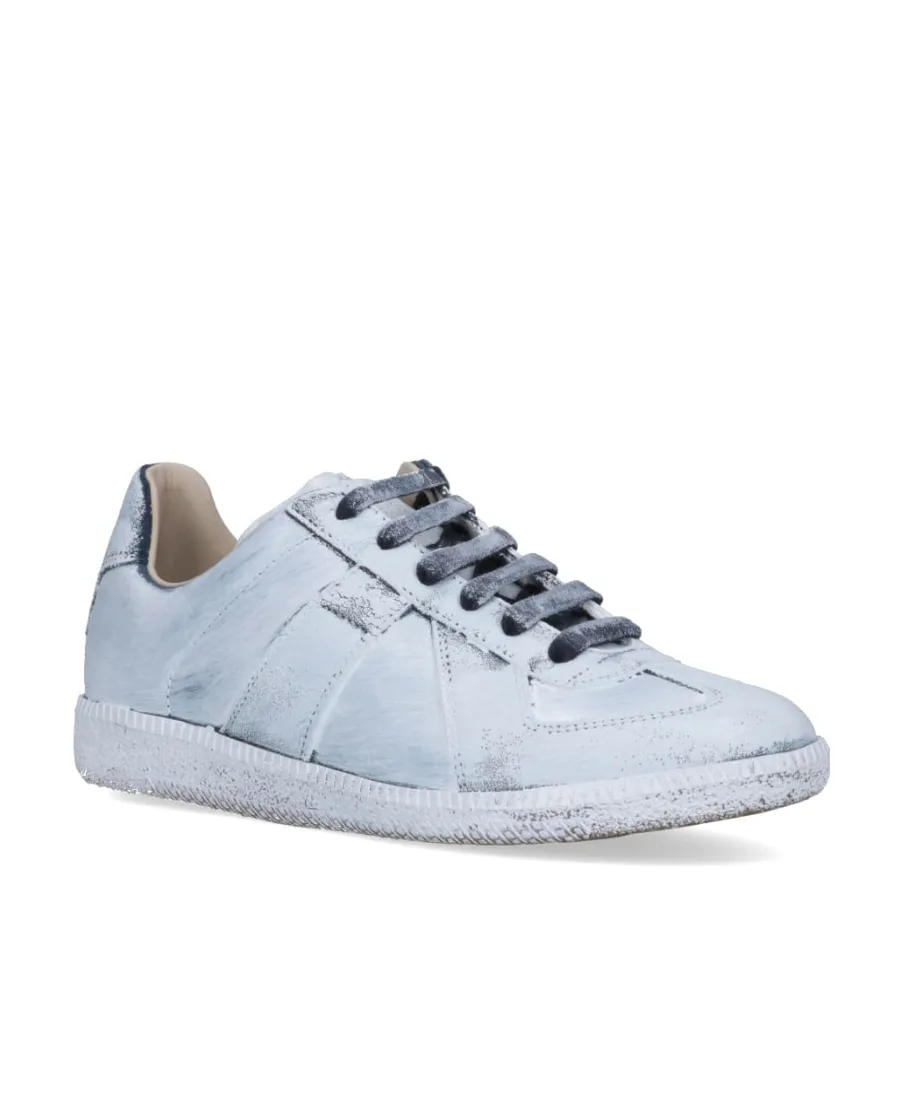 Paint Effect Lace-Up Sneakers