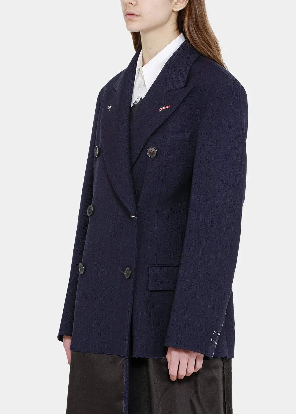 Navy Blue Wool Suit Jacket