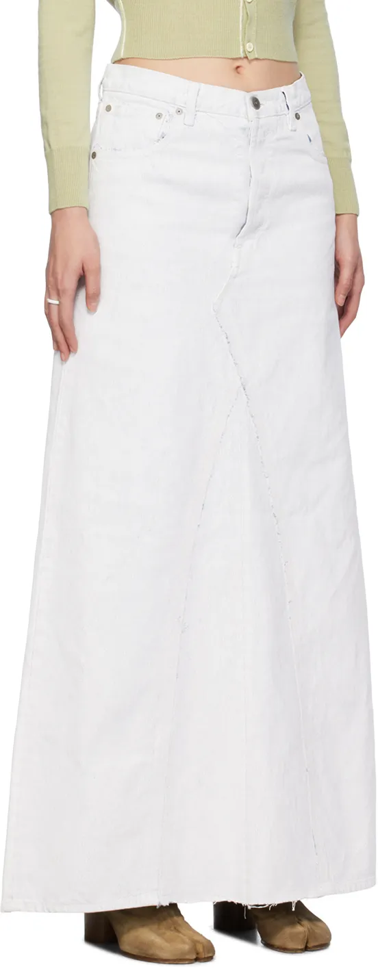 Raw-Cut Hem Midi Skirt