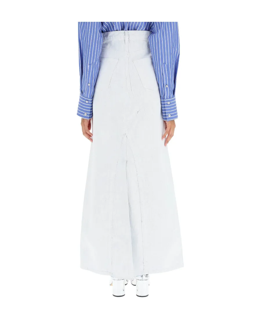 Raw-Cut Hem Midi Skirt