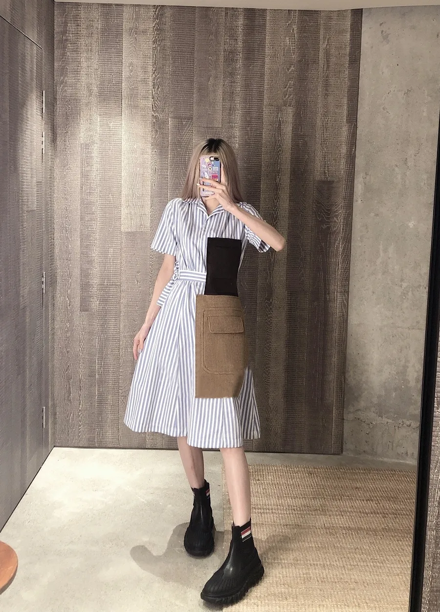 Panelled Striped Shirtdress