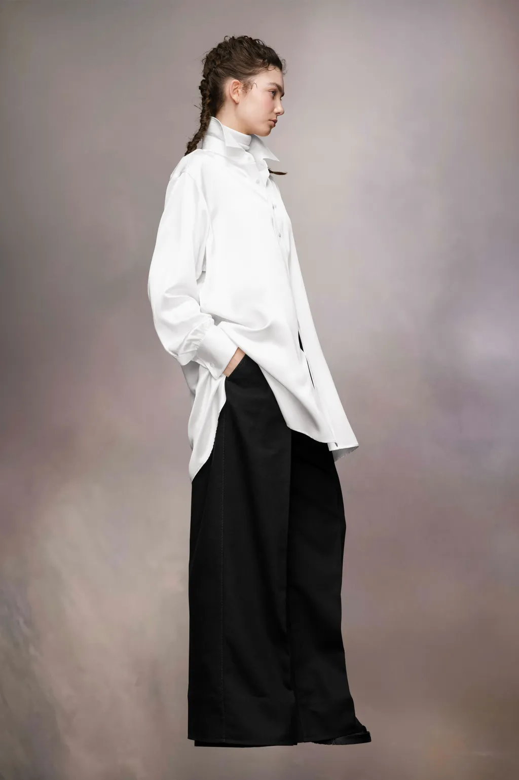 Long Sleeved Buttoned Satin Shirt