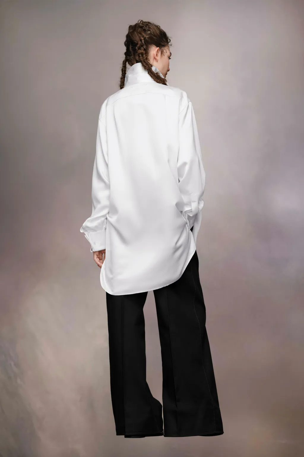 Long Sleeved Buttoned Satin Shirt