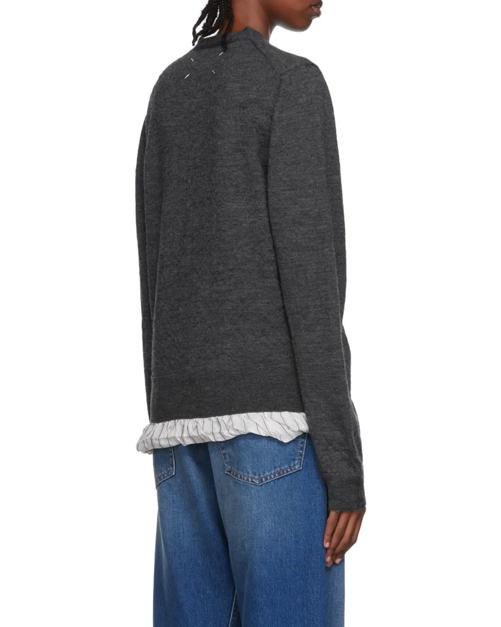 Distressed-Finish Buttoned Cardigan