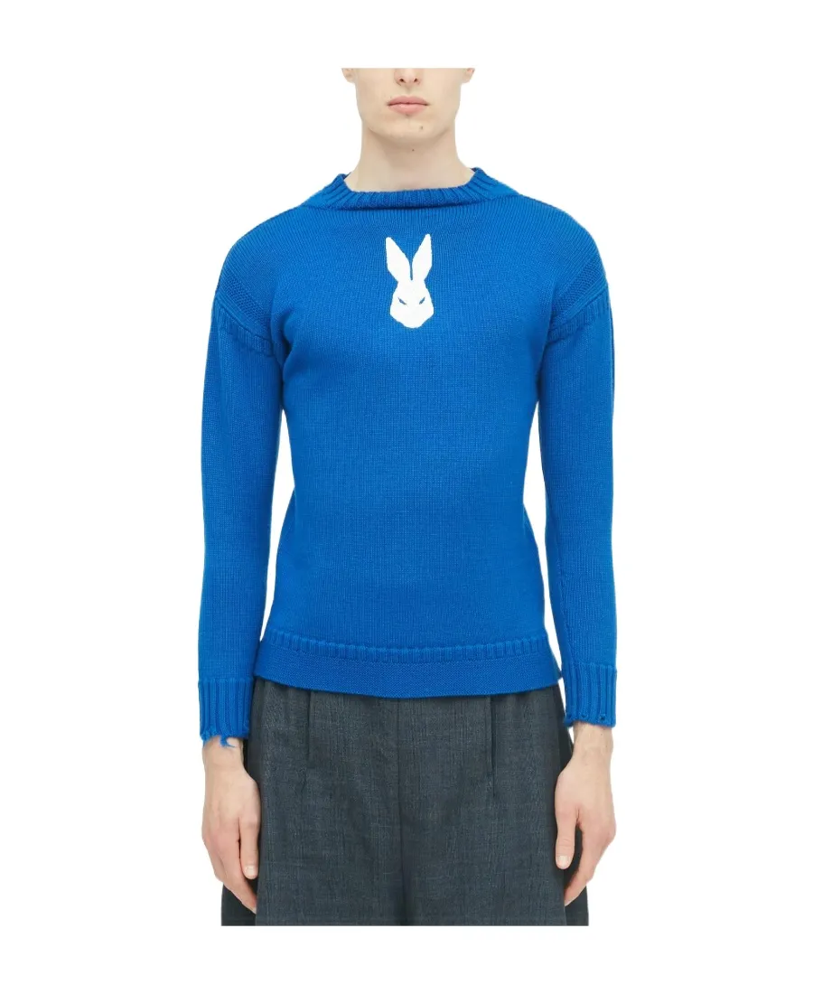 Distressed Effect Ribbed Knit Jumper