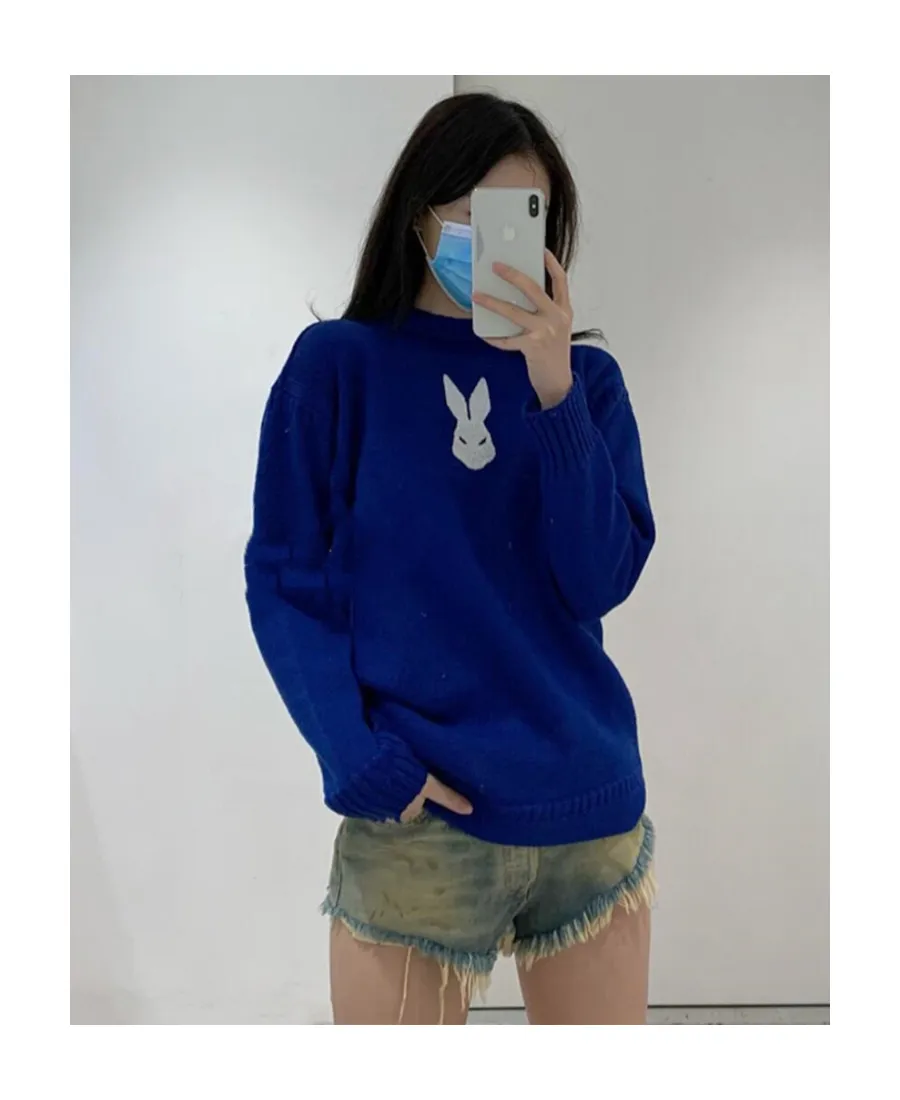 Distressed Effect Ribbed Knit Jumper