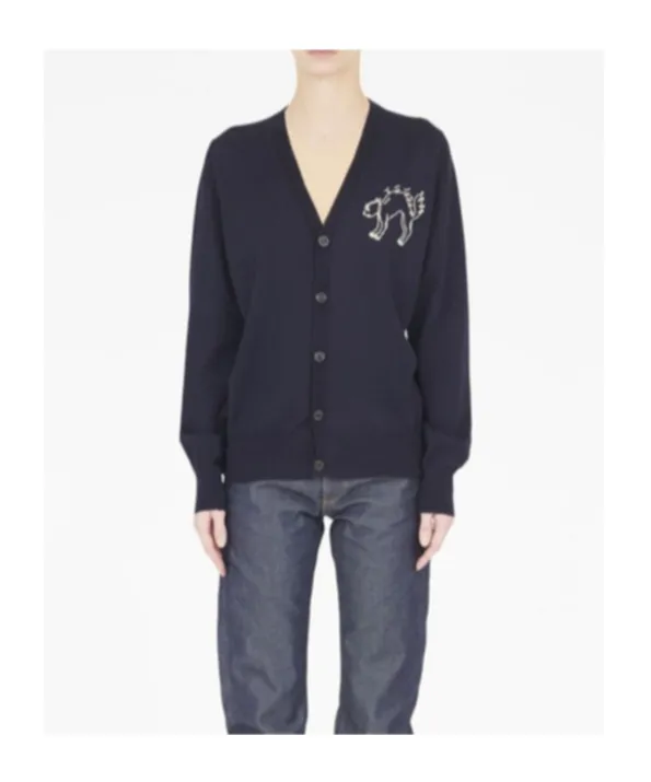 Logo Motif Embroidered Buttoned Cardigan